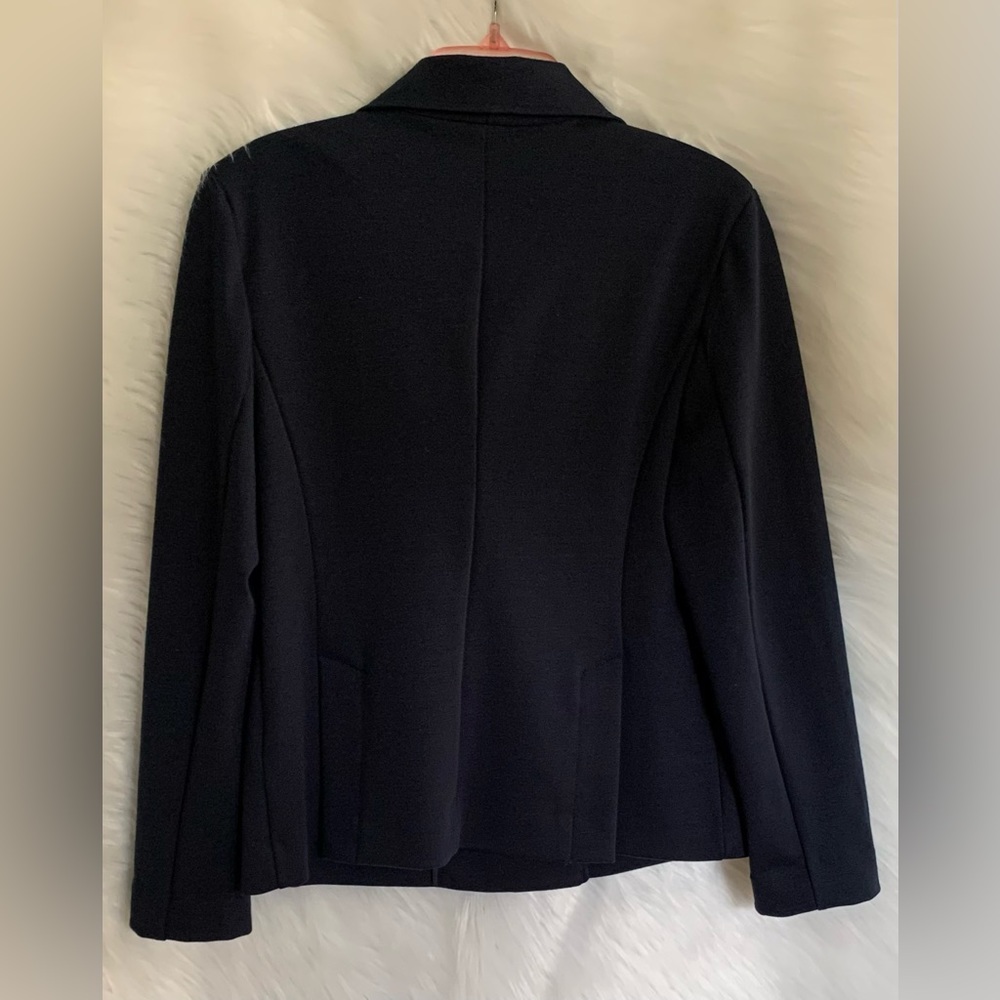 Gap Knit Blazer Double Breasted Lightly Padded Shoulders Navy Medium - Picture 2 of 6